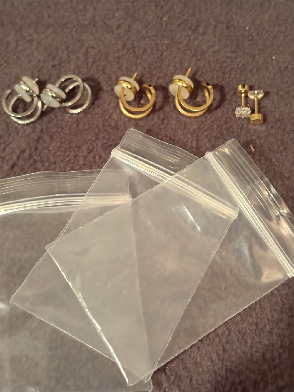Mixed Metal Stud and Hoop Earring Set - Silver & Gold